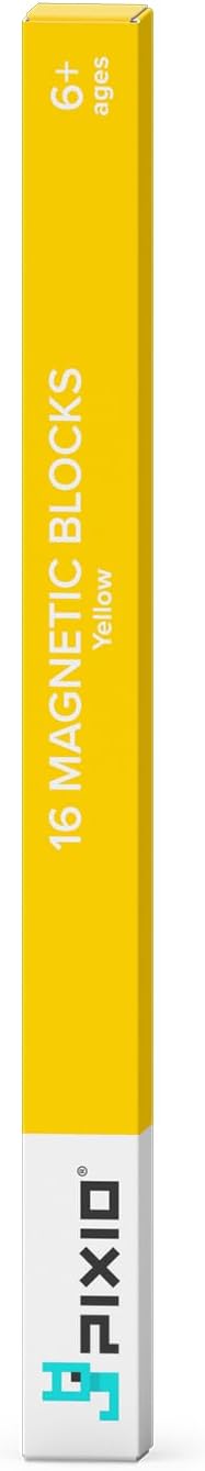 PIXIO-16 Yellow Color Series Magnetic Blocks Building Set 16pcs with Free App, Stress Relief Building Blocks, Magnets for Kids, Pixel Art Desk Toy, Fidget Toys