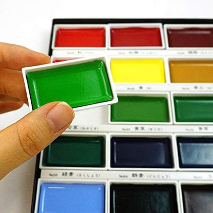 Kuretake GANSAI TAMBI Watercolor Paint Set 24 Colors, Professional-quality art supplies for artists adult painting aketching, Non-Toxic, Made in Japan