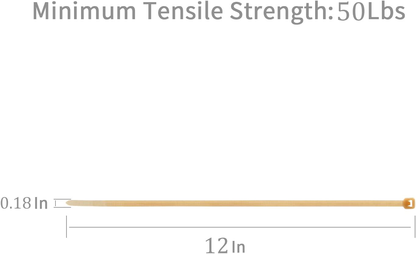 XINGO 1000 PCS Gold Zip Ties 12 Inch, 60 LBS Tensile Strength, Self-Locking Nylon Plastic Nylon PA66 Wire Ties for Indoor and Outdoor Use