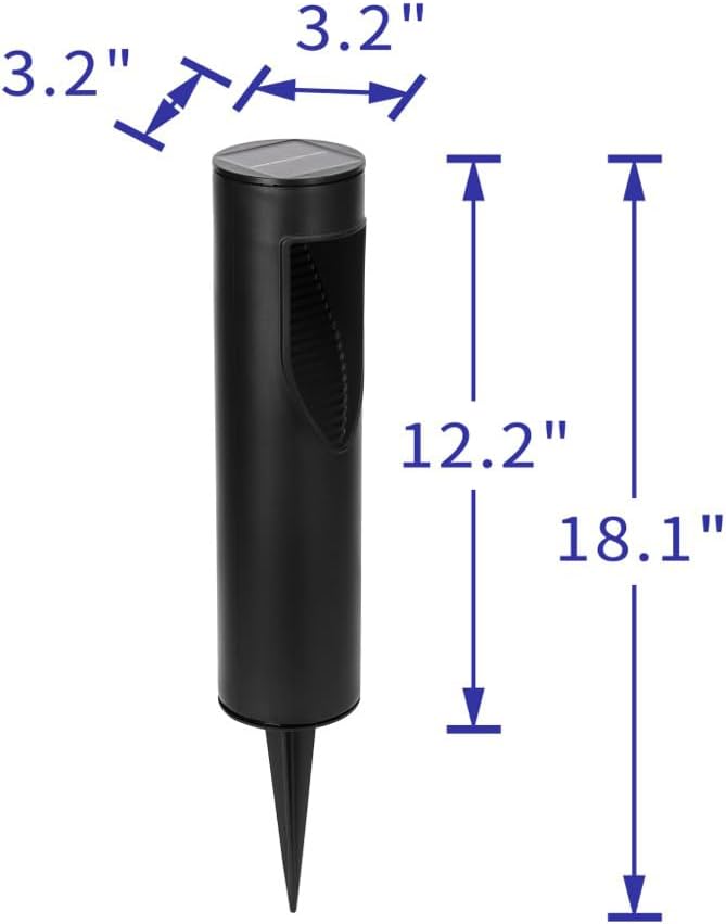 Techko Outdoor Solar Cylinder Bollard Path Lights, Modern Design, Waterproof IP65, Garden Lights for Landscape, Yard, Walkway, Pathway, Matte Black