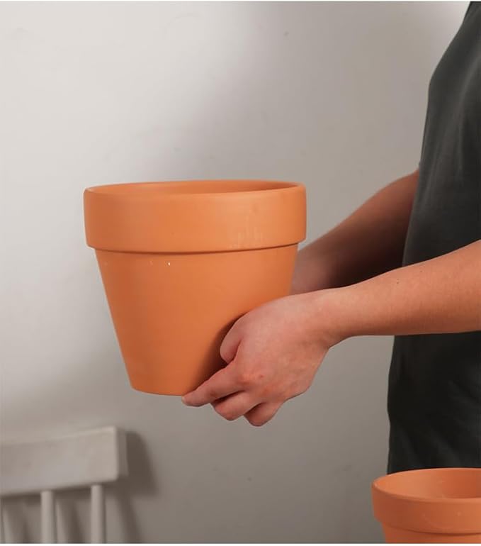 OLEEP Clay Pot - 2 Pack Large Terra Cotta Plant Pot with with Sauce,Drainage Hole, Clay Planters Pot, Terracotta Pot for Indoor Outdoor Plant (7.8 inch)