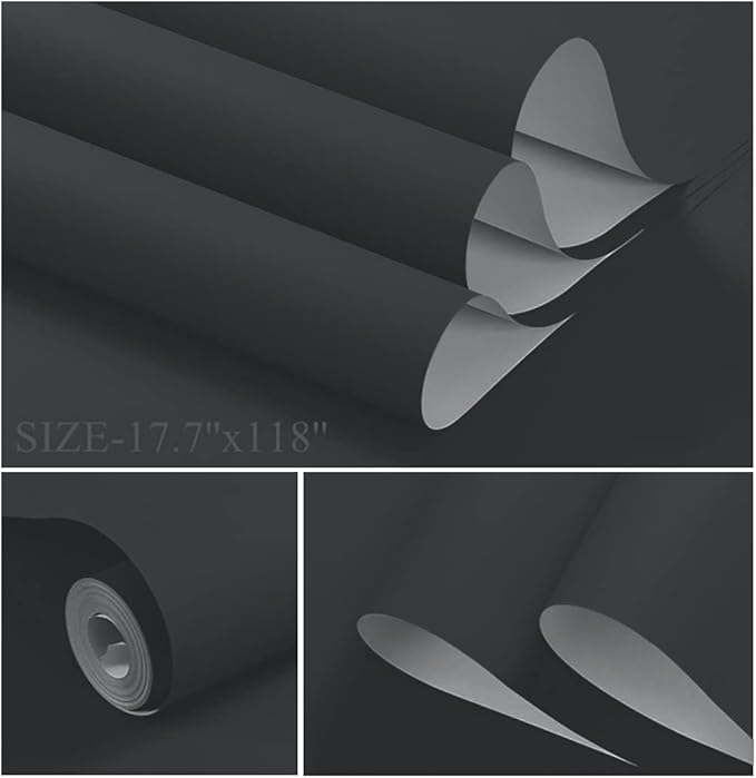 Dimoon 236''x17.7'' Grey Peel and Stick Wallpaper Contact Paper Modern Self Adhesive Wall Paper Removable Renter Friendly Textured Solid Color Shelf Cabinet Vinyl Roll (236''x17.7'',Dark Grey)