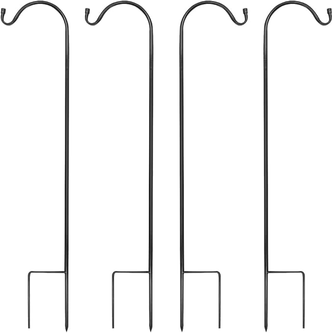 MIXXIDEA 4/8PK Heavy Duty Garden Shepherds Hooks for Outdoor, Premium Metal Shepherds Hooks, Height Adjustable Bird Feeder Hanger, Hanging Basket Hooks 37” Inch Tall Hanging Plant Hooks (4PK)