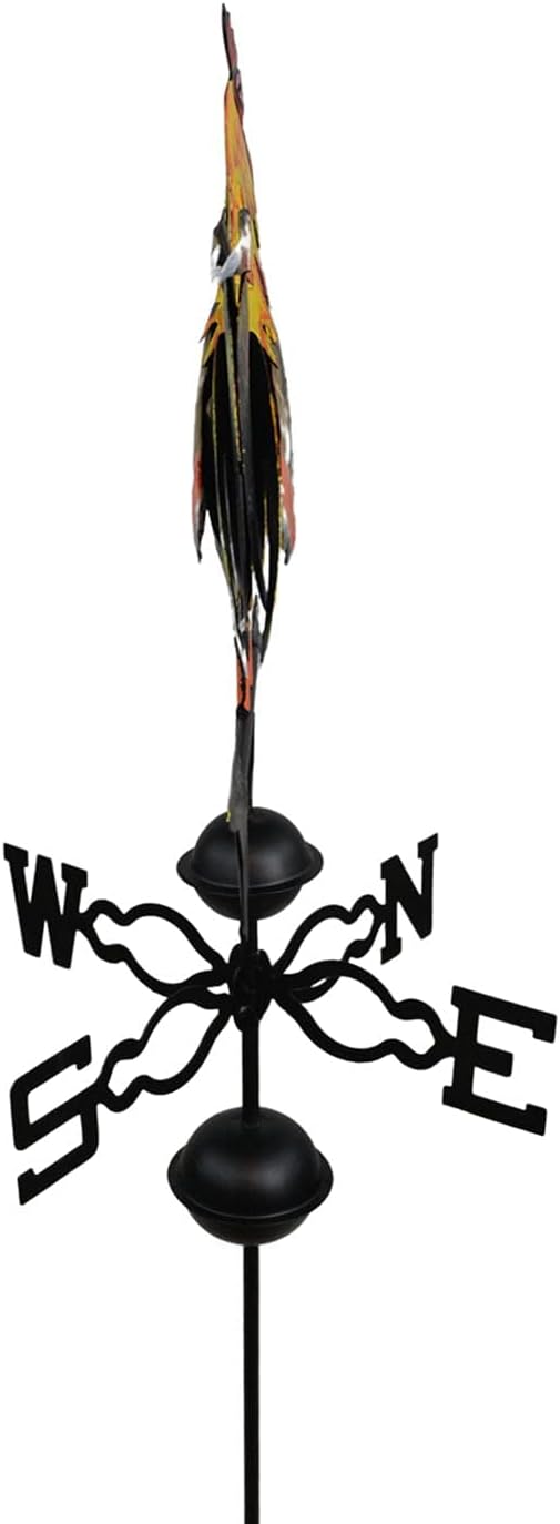 Westcharm 48 in. Crowing Metal Rooster Weathervane | Wind Wheel Decorative Garden Stake with Rooster Ornament | Chicken Garden Weather Vane