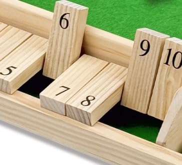 14" Deluxe Shut The Box Game, Math Dice Board Game for Family Night Classroom Travel, Wooden Table for Group Kid Adult Senior, Travel Party Bar, Easy Quick and Fun, 2-4 Players