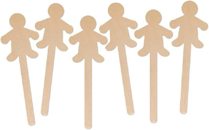 Hygloss Natural Wood Popsicle Sticks - Craft Stick - Great for Arts and Crafts - People Shape - 6.25 Inches High - 100 Pcs
