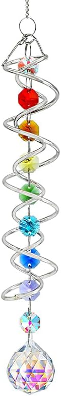 H&D HYALINE & DORA Sun Catchers for Windows,Crystal Sun Catcher with Seven Chakra Beads,Decorative Wind Spinner Tail Suncatcher for Indoor Christmas Decoration17.7in