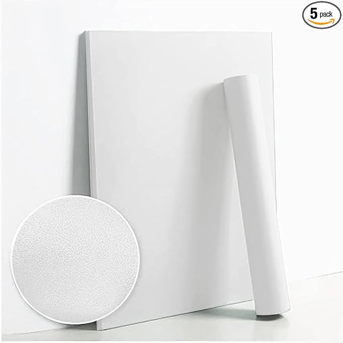 Dimoon 236''x23.6'' White Thicken Peel and Stick Wallpaper Contact Paper Modern Self Adhesive Wall Paper Removable Renter Friendly Textured Solid Color Shelf Vinyl Roll (236''x23.6'',White Thicken)