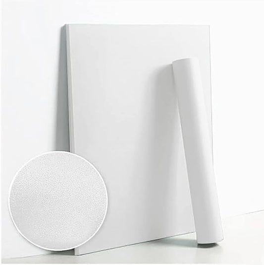 Dimoon 118''x17.7'' White Thicken Peel and Stick Wallpaper Contact Paper Modern Self Adhesive Wall Paper Removable Renter Friendly Textured Solid Color Vinyl Roll (118''x17.7'',White Thicken)