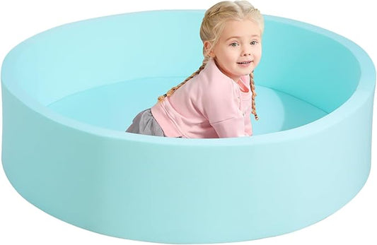 TRENDBOX Extra Large Soft Foam Ball Pit 51.2" x 11.8" (NO Balls) in Large Sponge Round Ball Pool Indoor Round Ball Pits Children Toddler Playpen - Light Blue