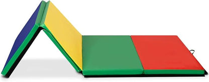 Giantex 4'x10'x 2" Gymnastics Mat, 4-Panel Folding Aerobics Exercise Mat w/Hook & Loop Fastener, Carrying Handle, Portable Tumbling Mat for Stretching Yoga Cheerleading Martial Arts