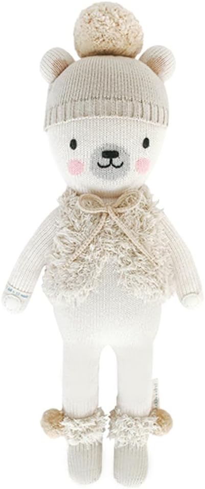 cuddle + kind Stella The Polar Bear Little 13" Hand-Knit Doll – 1 Doll = 10 Meals, Fair Trade, Heirloom Quality, Handcrafted in Peru, 100% Cotton Yarn