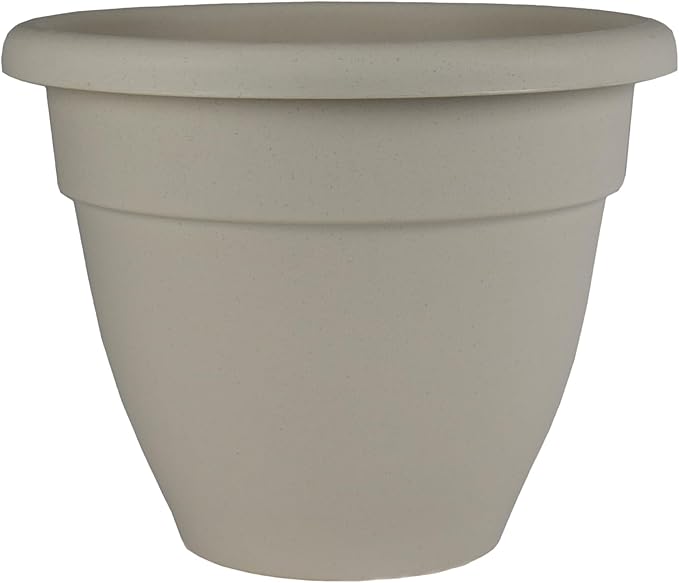 The HC Companies 12 Inch Caribbean Planter - Lightweight Indoor Outdoor Plastic Plant Pot for Herbs and Flowers, Cottage Stone
