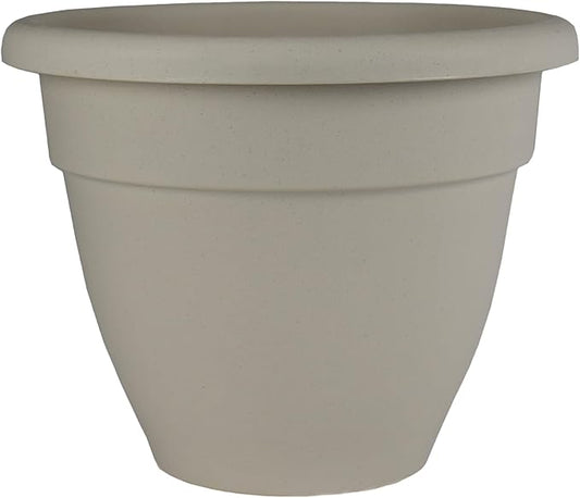 The HC Companies 14 Inch Caribbean Planter - Lightweight Indoor Outdoor Plastic Plant Pot for Herbs and Flowers, Cottage Stone