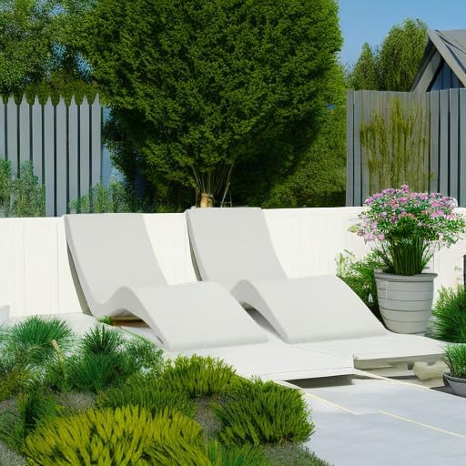 Aqua Outdoors Pool Chaise Lounge Chairs for Ledge & Shelf, Water-Weighted Pool Lounger for Depths Up to 9”, No Screw Plugs & Tools Needed, White Granite Ledge Lounger, Set of 2