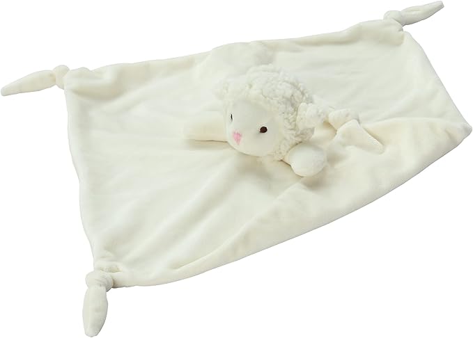 CREVENT Cozy Plush Baby Security Blanket Loveys for Baby Girls Boys, Minky Front and Back with Animal Face (Ivory Sheep)