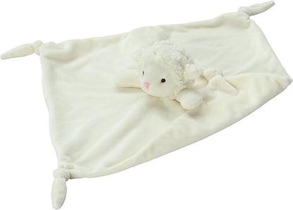 CREVENT Cozy Plush Baby Security Blanket Loveys for Baby Girls Boys, Minky Front and Back with Animal Face (Ivory Sheep)