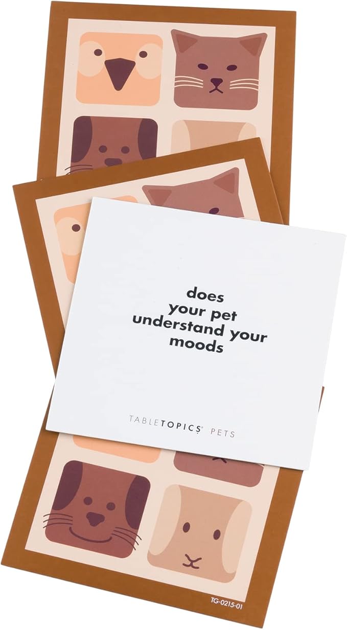 TableTopics Pets to Go Question Card Game - 40 Conversation Starter Cards to Talk About Your Pets, Fun Game for Family and Friends, Great for Road Trips or to Use as Icebreakers