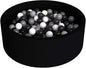 Wonder Space Deluxe Kids Round Ball Pit, Premium Handmade Kiddie Balls Pool, Soft Indoor Outdoor Nursery Baby Playpen, Ideal Gift Play Toy for Children Toddler Infant Boys and Girls (Black)