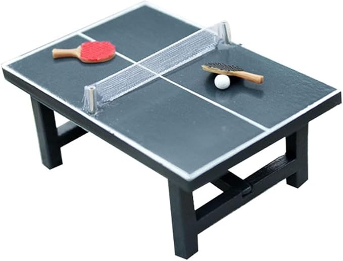 NUOBESTY Miniature Pong Table Tennis Paddle Set Doll Mini Sports Dollhouse Furniture Decoration Accessories