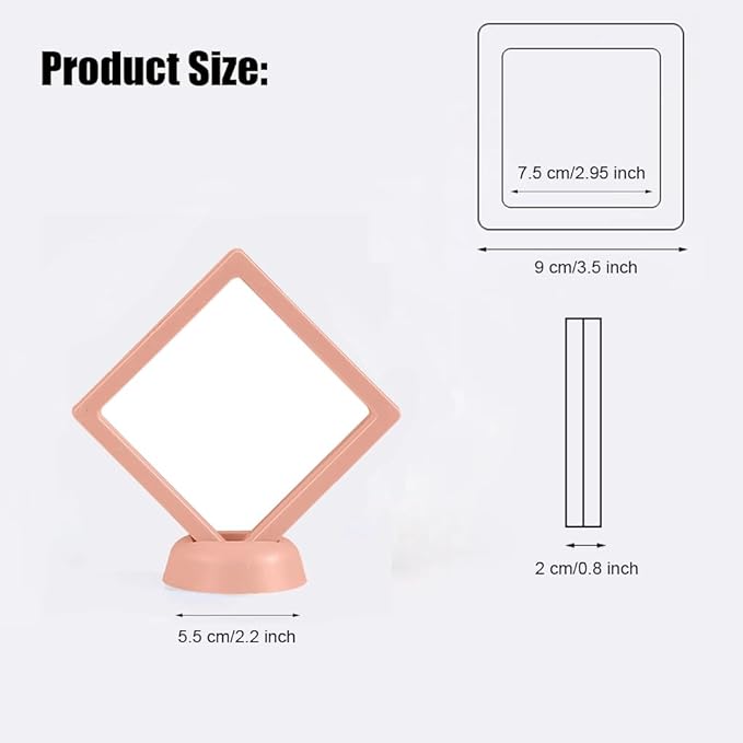 6 Pcs 3D Floating Display Case Frame Display Holder Stands Transparent PE Film Storage Box for Jewelry Challenge Coin Medal Antique 3.5 x 3.5 x 0.8 Inches (Style 2)