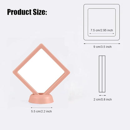 6 Pcs 3D Floating Display Case Frame Display Holder Stands Transparent PE Film Storage Box for Jewelry Challenge Coin Medal Antique 3.5 x 3.5 x 0.8 Inches (Style 2)
