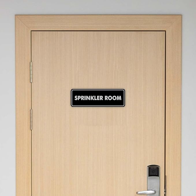 Signs ByLITA Standard Sprinkler Room Sign (Navy Blue/White) - Small 2 Pack