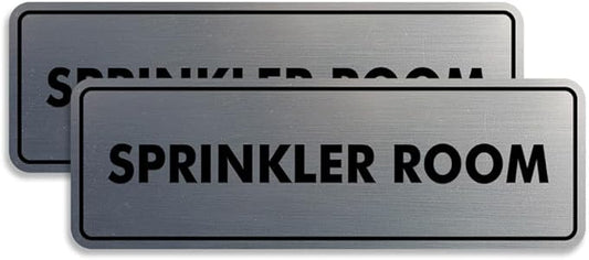 Signs ByLITA Standard Sprinkler Room Sign (Brushed Silver) - Large 2 Pack