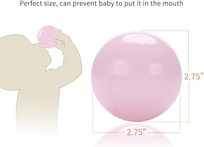 PlayMaty Ball Pit Balls - 2.75inches Plastic Phthalate & BPA Free Balls Crush Proof Stress Balls Swim Pit Fun Toy with Storage Bag for Baby Playhouse Birthday Party DecorationPack of 50