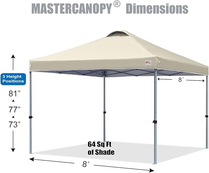 MASTERCANOPY Durable Pop-up Canopy Tent with Roller Bag (8x8, Beige)