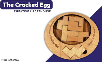 Difficult Puzzle for Adults - The Cracked Egg - 7 Piece Wood Brain Teaser Made in The USA from Creative Crafthouse