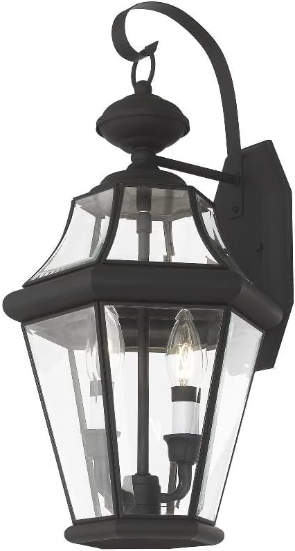 Livex Lighting 2261-91 Georgetown 2 Light Outdoor Wall Lantern, Brushed Nickel