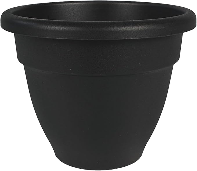 The HC Companies 12 Inch Caribbean Planter - Lightweight Indoor Outdoor Plastic Plant Pot for Herbs and Flowers, Black