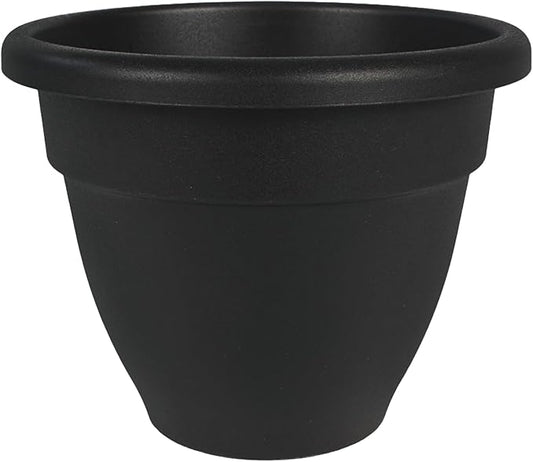 The HC Companies 8 Inch Caribbean Planter - Lightweight Indoor Outdoor Plastic Plant Pot for Herbs and Flowers, Black