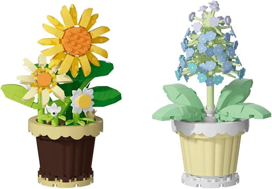 Party Favors for Kids, Tiny Plants Mini Flowers Building Blocks Set for Classroom Prize, Flowers Building Toy, Birthday Gifts for Boys Girls (turnsole+Hyacinth)