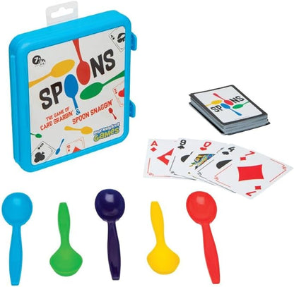 Spoons in a Case, Card Games for Kids - Spoons Game, Fun Family Games for Kids and Adults, Game Night, Travel Games, 3-6 Players, Ages 7+
