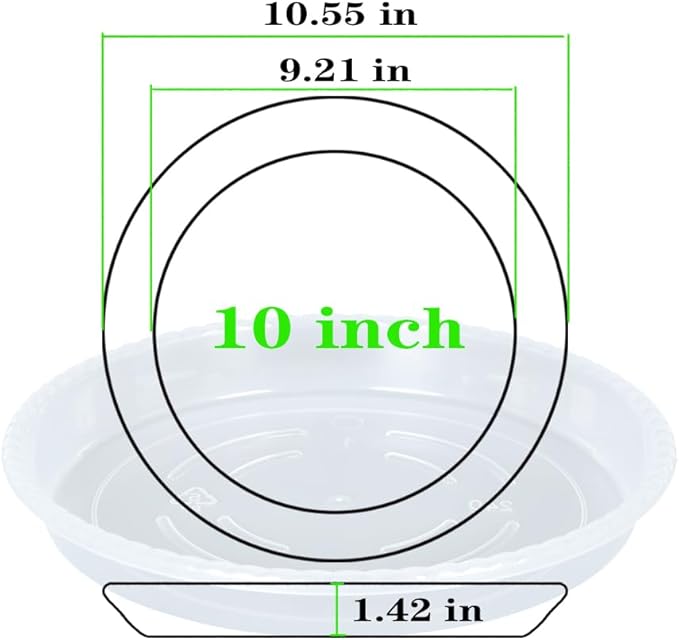 Plant Saucer 6 Pack of 10 inch, Clear Plastic Flower Plant Pot Saucer, Heavy Duty Plant Drip Trays Saucers for Indoor, Plant Water Tray for Planters