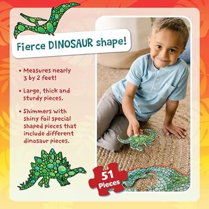 PEACEABLE KINGDOM Shiny Dinosaur Floor Puzzle, 1 EA