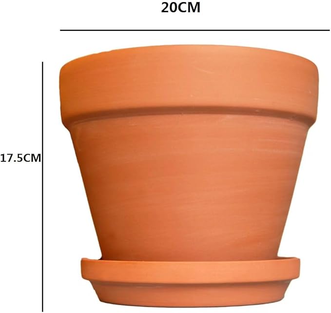 OLEEP Clay Pot - 2 Pack Large Terra Cotta Plant Pot with with Sauce,Drainage Hole, Clay Planters Pot, Terracotta Pot for Indoor Outdoor Plant (7.8 inch)