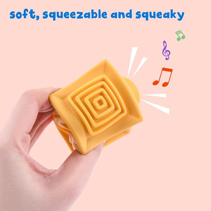 Litand Soft Stacking Blocks for Baby - Sensory Montessori Toys Toddler Activities - Gifts for Boy Girl 6 9 12 18 Months 1 2 3 Year Old Birthday - Infant Bath Toys