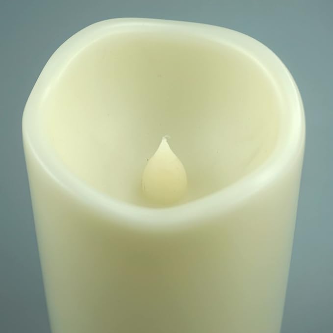 Waterproof Outdoor Battery Operated Flameless Pillar Candles with Timer White Plastic Realistic Flickering Fake Electric LED Lights for Lantern Garden Wedding Christmas Decorations 3”x4” 6 Pack