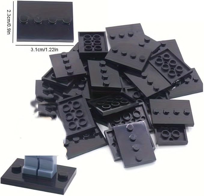 Display Stand for Mini Figure, 50 Piece Classic Bracket Plate 3x4 with 4 Studs, Compatible with Lego Parts and Pieces