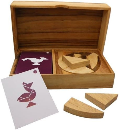 Logic Egg Tangram Set with Play Cards Wooden Puzzle Game