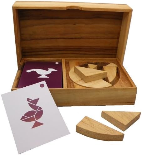 Logic Egg Tangram Set with Play Cards Wooden Puzzle Game