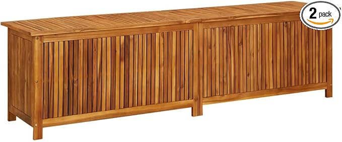 vidaXL Outdoor Storage Box, Deck Box with Gas-Lift Lid, Storage Chest with Water-Resistant Zippered Bag Inside, 78.7''x19.7''x22.8'', Solid Acacia Wood