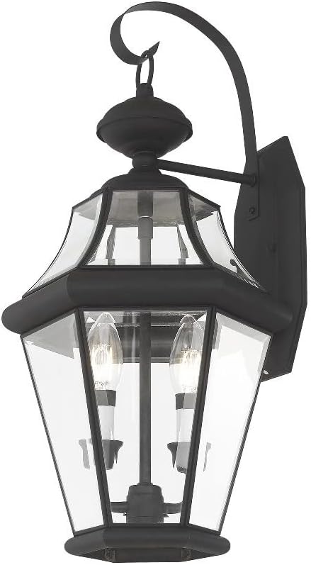Livex Lighting 2261-91 Georgetown 2 Light Outdoor Wall Lantern, Brushed Nickel