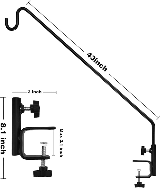 MIXXIDEA 2 Packs Heavy Duty Deck Rail Pole Deck Hook, Extensible and Adjustable Deck Hook for Hanging Bird Feeder, Plants, Suet Baskets,Wind Chimes,Lanterns