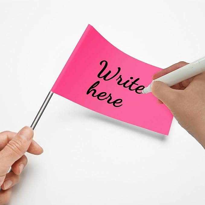 Zozen 100Pack Fluorescent Pink Marking Flags, Writable/15x4x5 Inch, Yard Flags for Lawn & Irrigation & Landscape & Sprinkler & Survey & Dog Training.