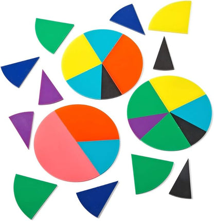 hand2mind Plastic Rainbow Fraction Circles, Circle Manipulatives, Fraction Tools for Kids, Math School Supplies, Montessori Math Materials, Classroom Math Manipulatives 4th Grade (15 Sets of 51)