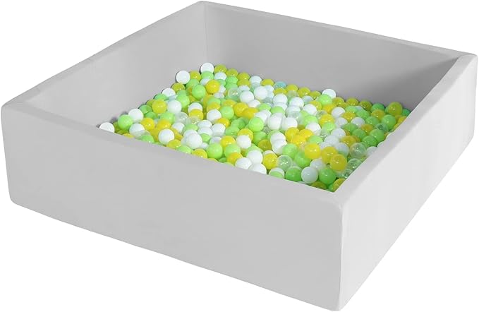Extra Large Foam Ball Pit for Toddlers Kids Square Soft Ball Pool Ideal Gift Play Toy for Children Kiddie Pools - Light Gray